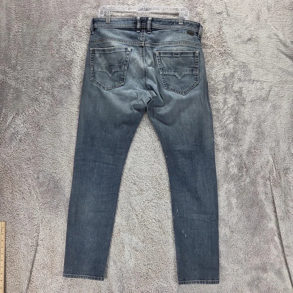 Diesel Jeans Mens 33x32 Blue Thommer Slim Skinny Zip Thrashed Altered Hem 084KW
